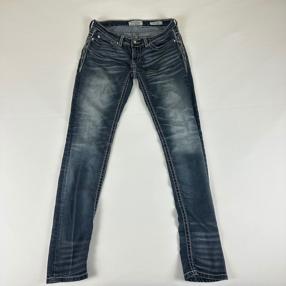 Daytrip Aries Skinny Jeans Womens Size 28L Embellished Pockets Dark Wash‎ Denim